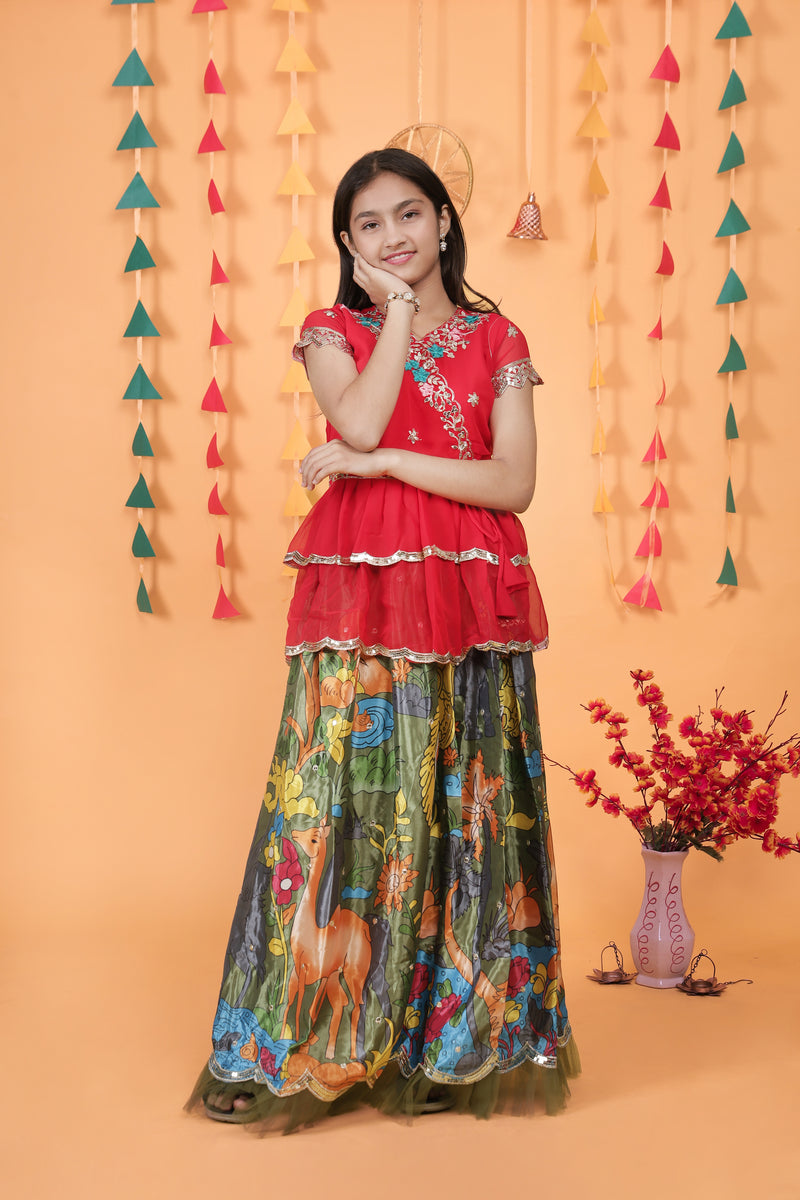 NEW DESIGNER KEDIYA STYLE LAHENGAA SET FULLY STTICHED OC-187 Green