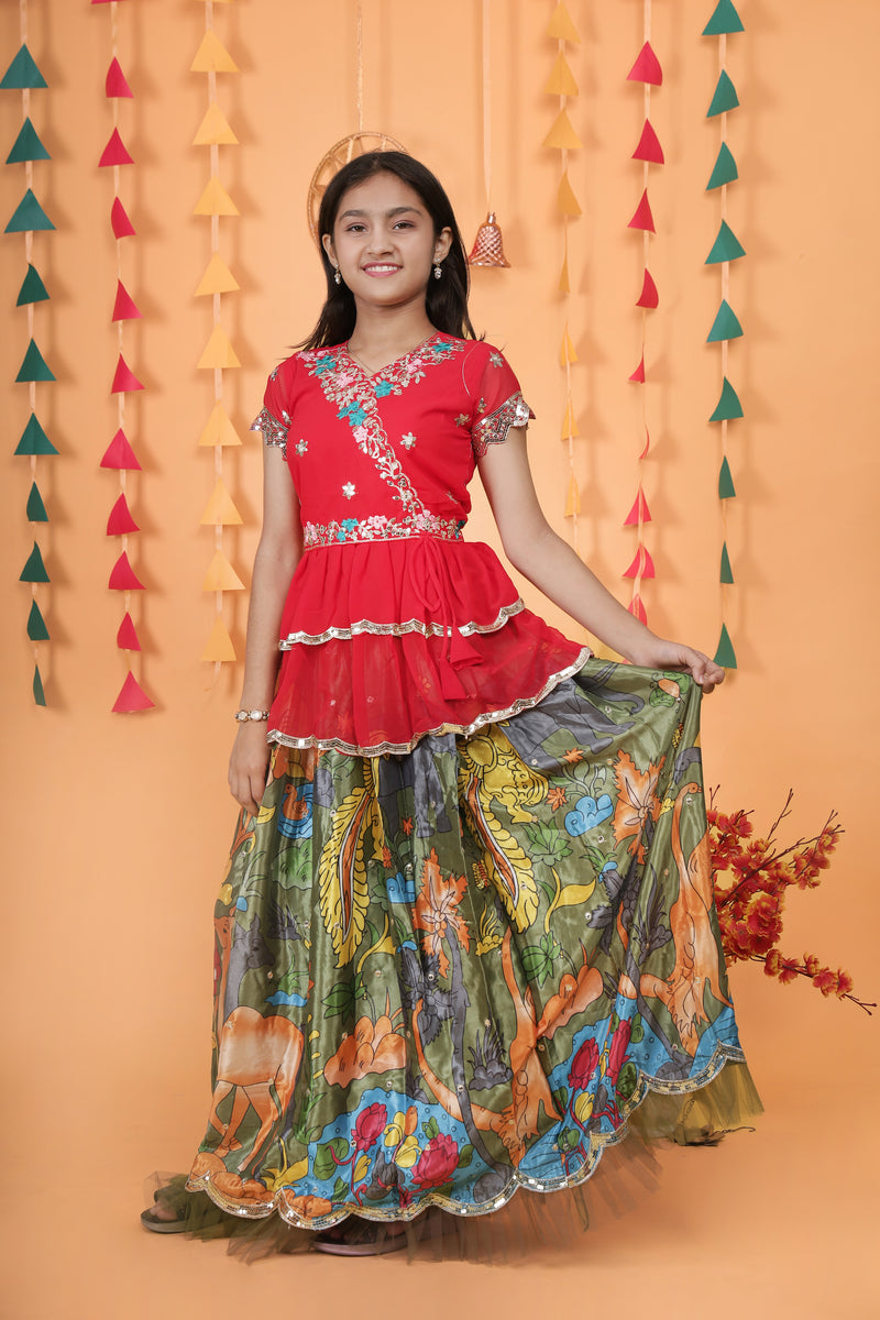 NEW DESIGNER KEDIYA STYLE LAHENGAA SET FULLY STTICHED OC-187 Green