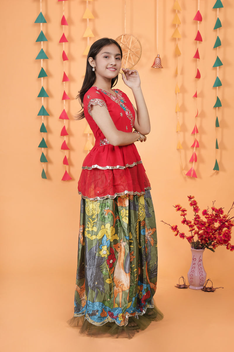 NEW DESIGNER KEDIYA STYLE LAHENGAA SET FULLY STTICHED OC-187 Green