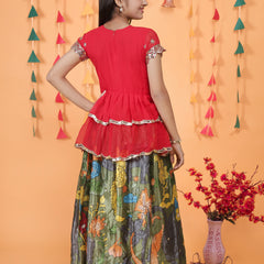 NEW DESIGNER KEDIYA STYLE LAHENGAA SET FULLY STTICHED OC-187 Green