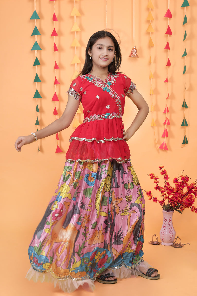 NEW DESIGNER KEDIYA STYLE LAHENGAA SET FULLY STTICHED OC-187 Pink