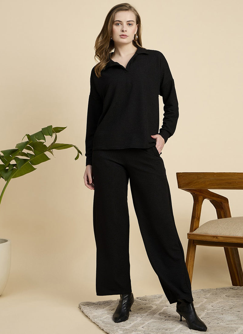 Black Cotton Blend Outwear Cord Set