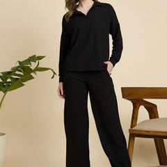 Black Cotton Blend Outwear Cord Set