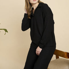 Black Cotton Blend Outwear Cord Set