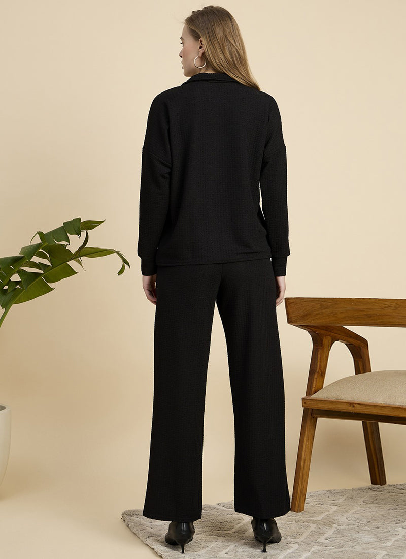 Black Cotton Blend Outwear Cord Set