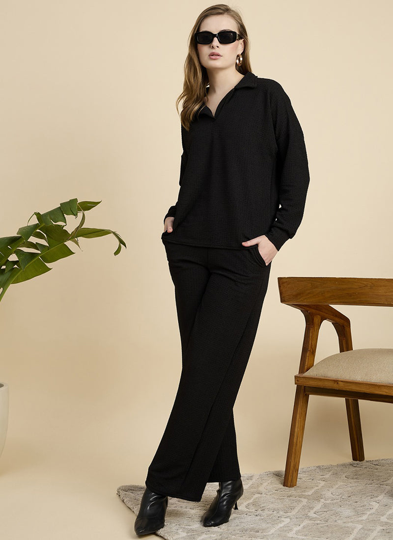 Black Cotton Blend Outwear Cord Set