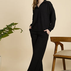 Black Cotton Blend Outwear Cord Set