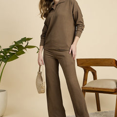 Brown Cotton Blend Outwear Cord Set