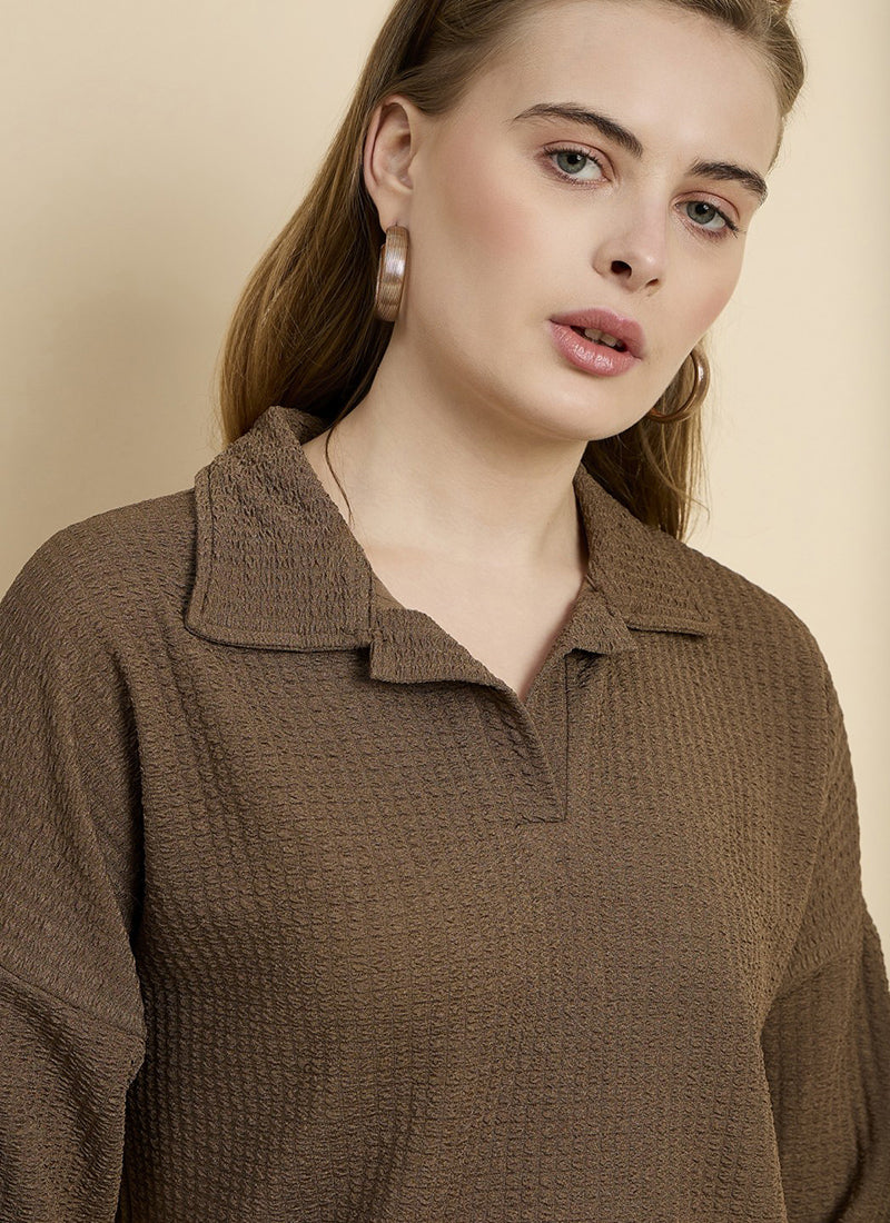 Brown Cotton Blend Outwear Cord Set