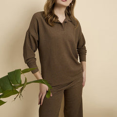 Brown Cotton Blend Outwear Cord Set