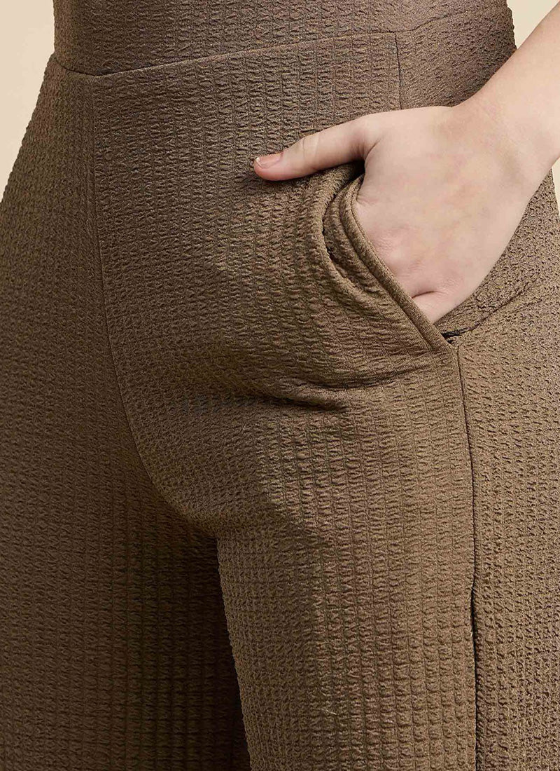 Brown Cotton Blend Outwear Cord Set