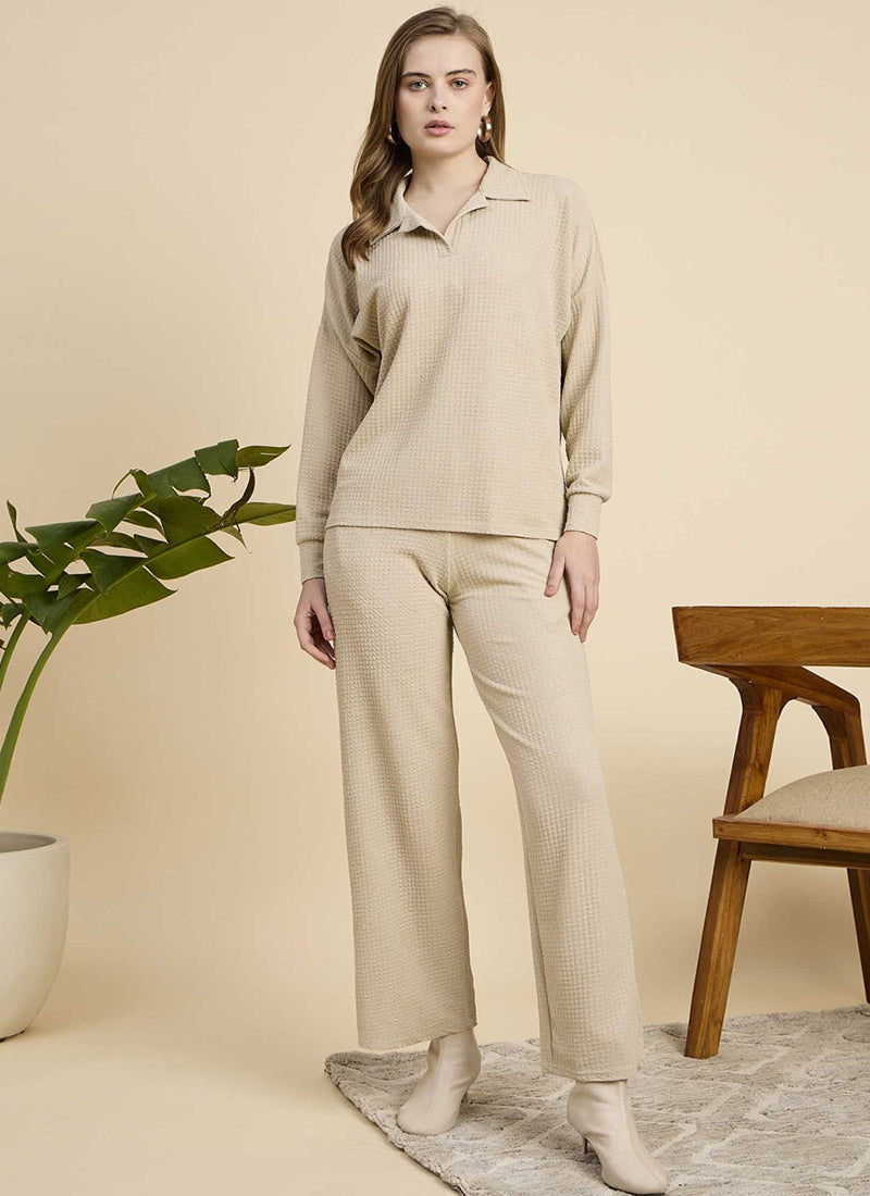 Cream Cotton Blend Outwear Cord Set
