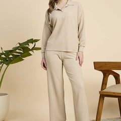 Cream Cotton Blend Outwear Cord Set