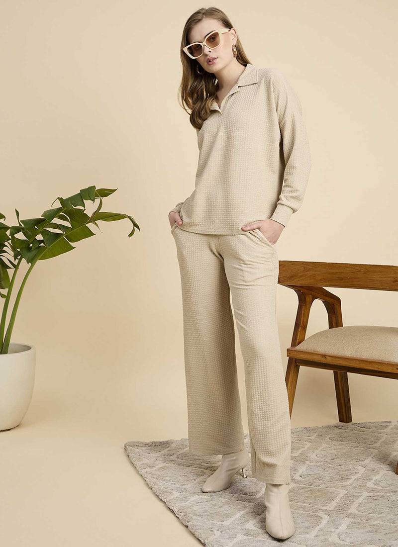 Cream Cotton Blend Outwear Cord Set
