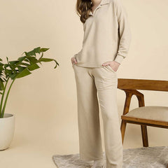 Cream Cotton Blend Outwear Cord Set
