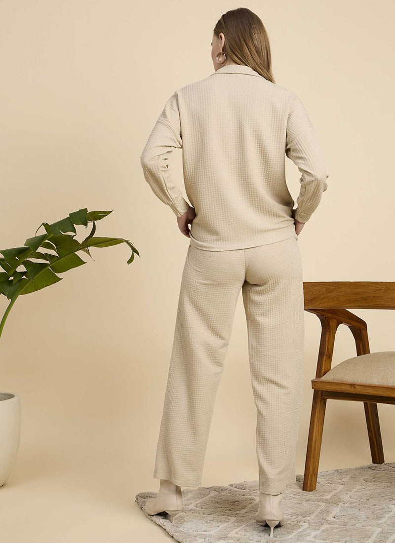 Cream Cotton Blend Outwear Cord Set