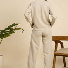 Cream Cotton Blend Outwear Cord Set