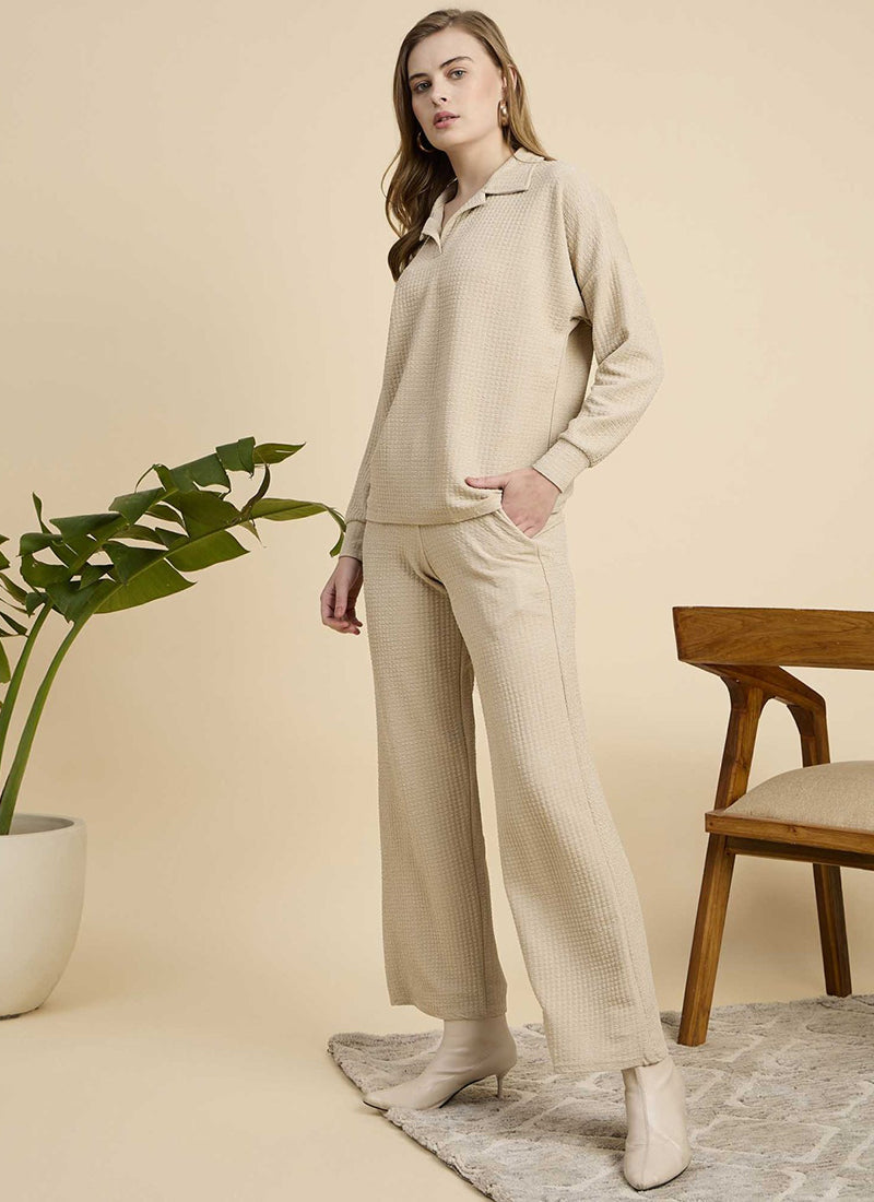 Cream Cotton Blend Outwear Cord Set