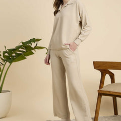 Cream Cotton Blend Outwear Cord Set
