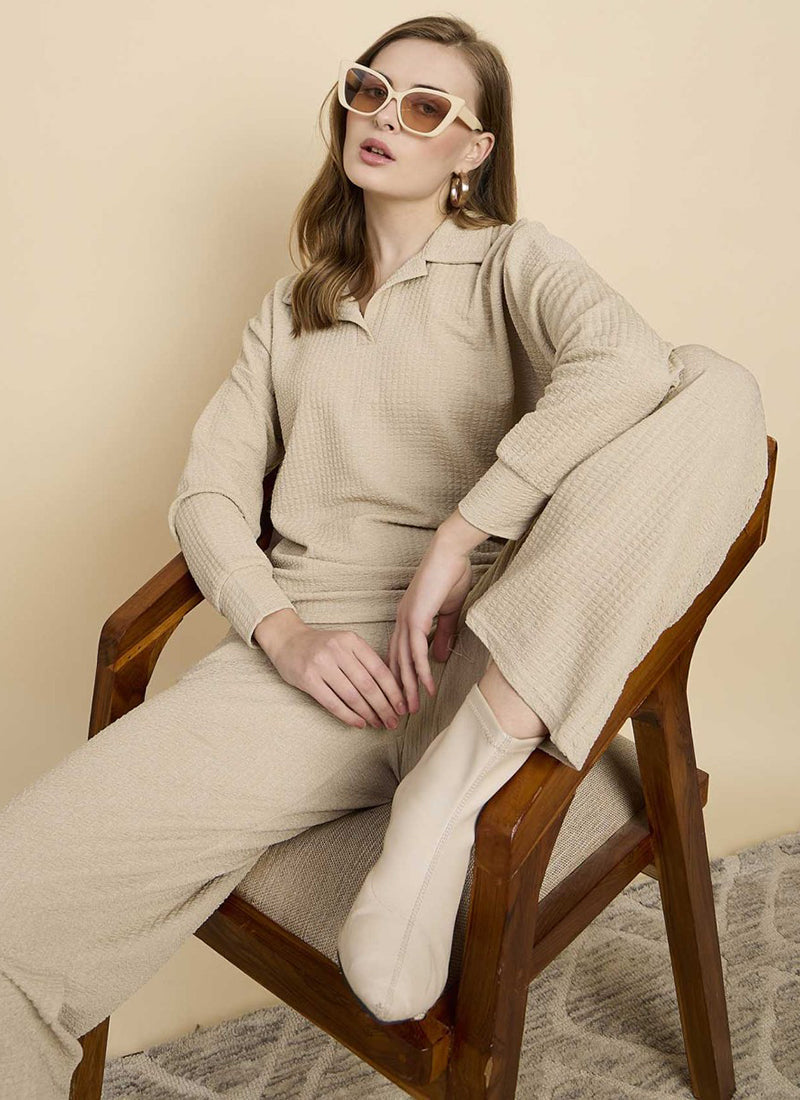 Cream Cotton Blend Outwear Cord Set