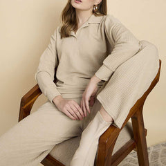 Cream Cotton Blend Outwear Cord Set