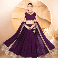 Catalina's Wine Coloured Party Wear Lehenga Choli