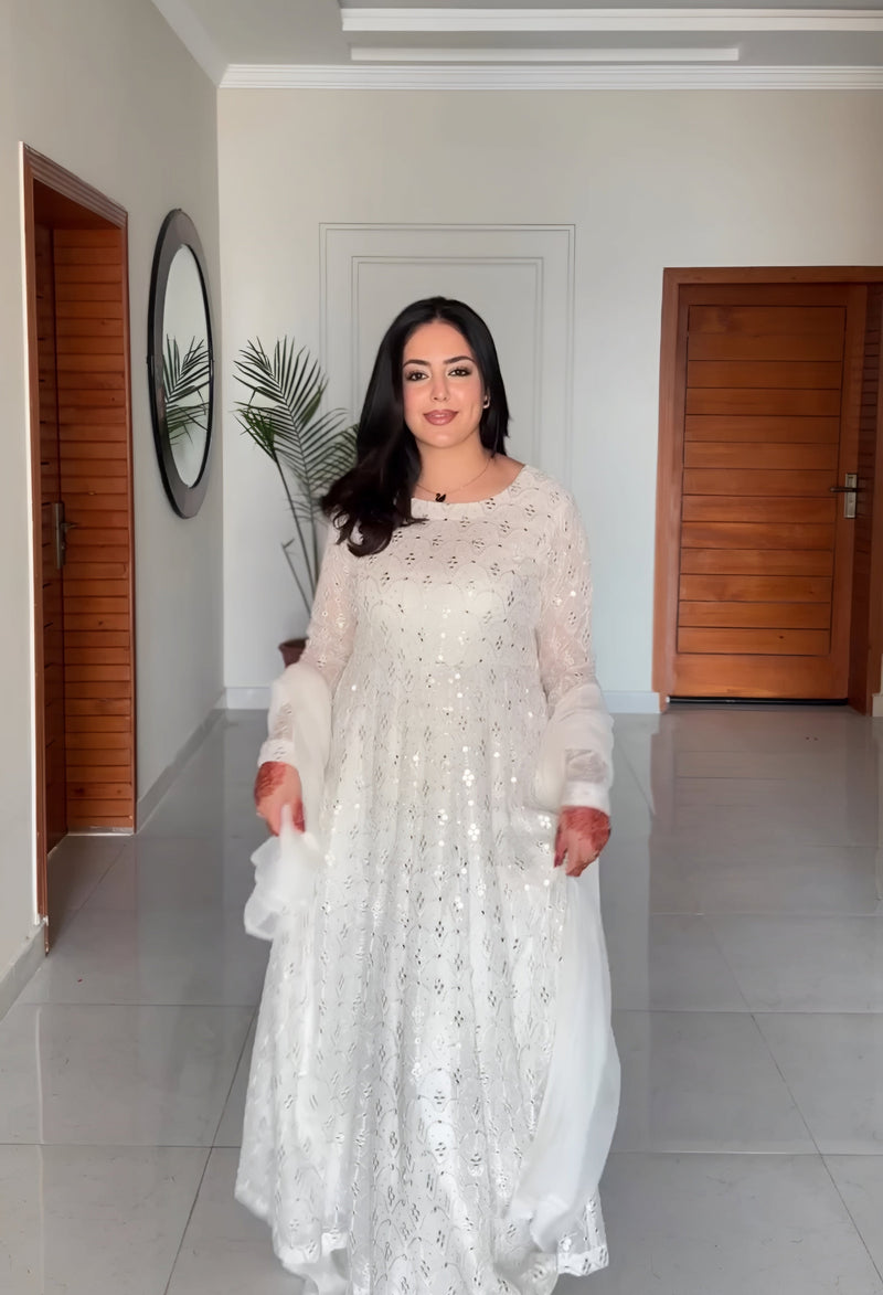 Aafia Waite Faux Blooming Anarkali Style Sarara Suit Set