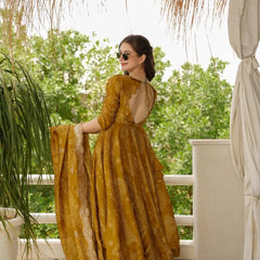 Bandhani Mehndi Colour Anarkali Suit Set