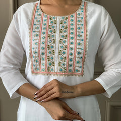 White Chanderi Kurti Set for Women