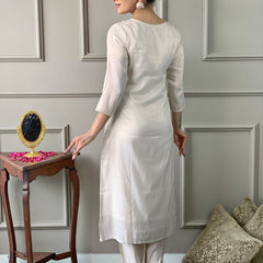 Women's Simar Embroidered Straight Kurta with Pant and Dupatta Sets