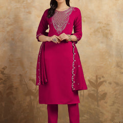 Women ethnic dress kurta set with attatched dupatta