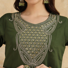 Women ethnic dress kurta set with attatched dupatta