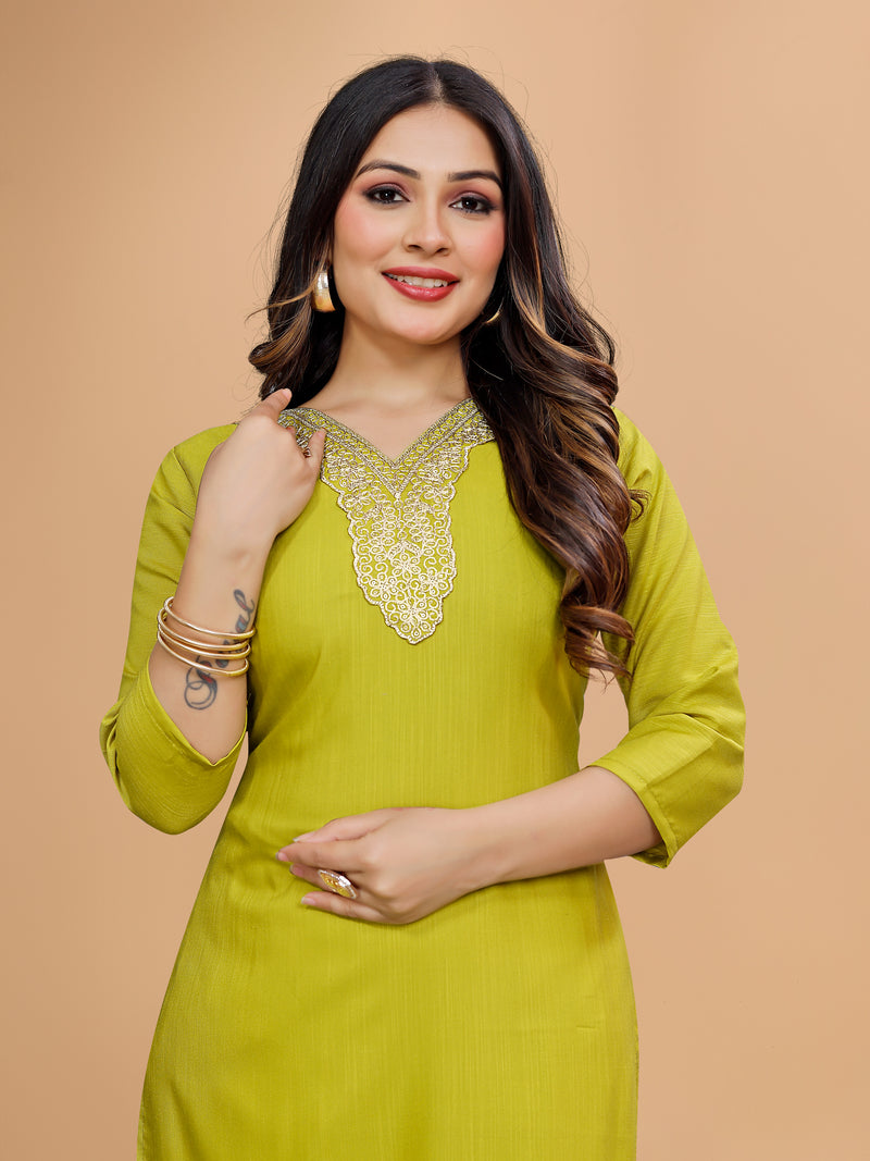 Women's Elegants Liril Rayon Slub Sraight Suit Set with Tie-Dye Dupatta