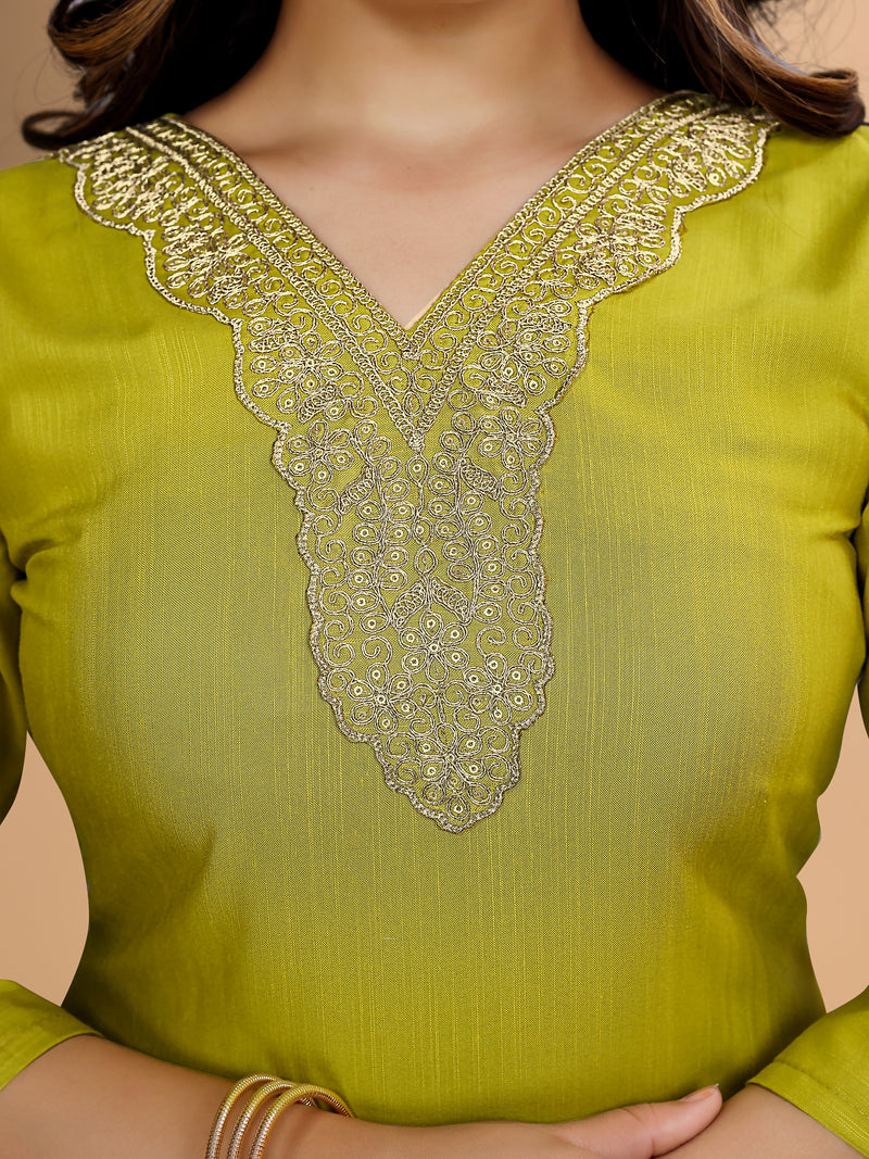 Women's Elegants Liril Rayon Slub Sraight Suit Set with Tie-Dye Dupatta