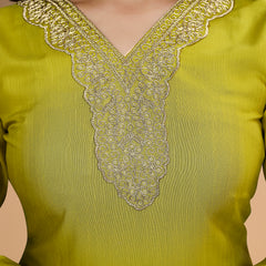 Women's Elegants Liril Rayon Slub Sraight Suit Set with Tie-Dye Dupatta