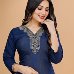 Women Embroidered Straight Kurta Suit Set