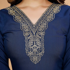 Women Embroidered Straight Kurta Suit Set