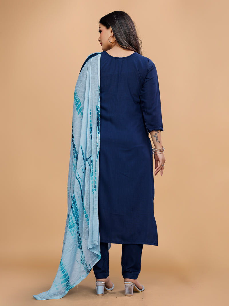 Women Embroidered Straight Kurta Suit Set