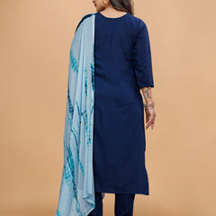 Women Embroidered Straight Kurta Suit Set