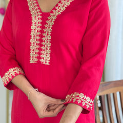 Traditional Embroidered Kurta Set with Floral Dupatta | Party Wear for Women
