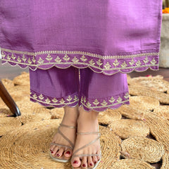 Embroidered Kurti Set with French Crepe Dupatta