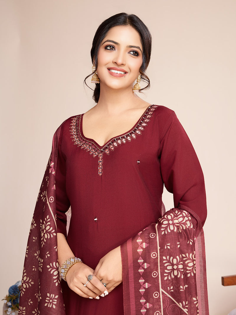 Queen Vastra Mirror Hand Work Silk Kurti Set