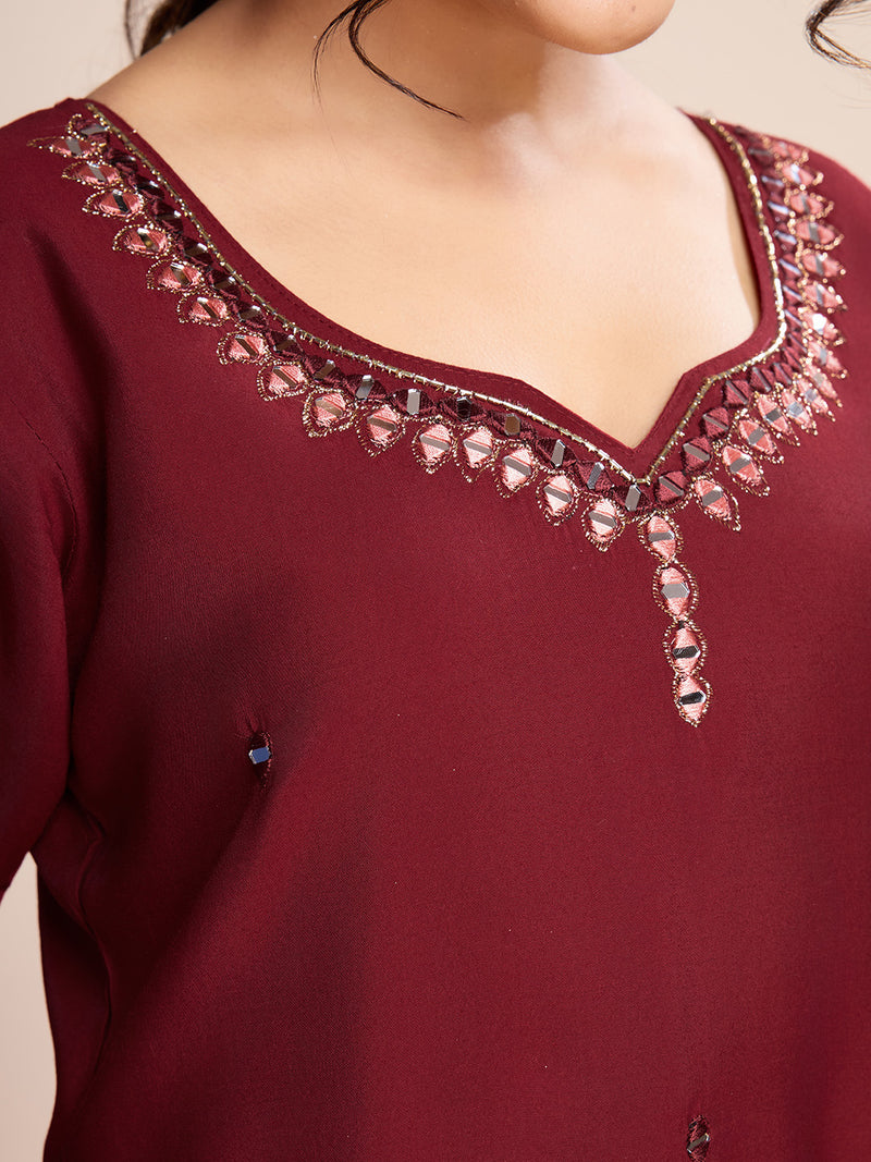 Queen Vastra Mirror Hand Work Silk Kurti Set