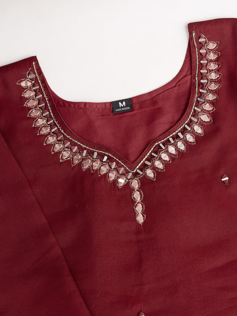 Queen Vastra Mirror Hand Work Silk Kurti Set