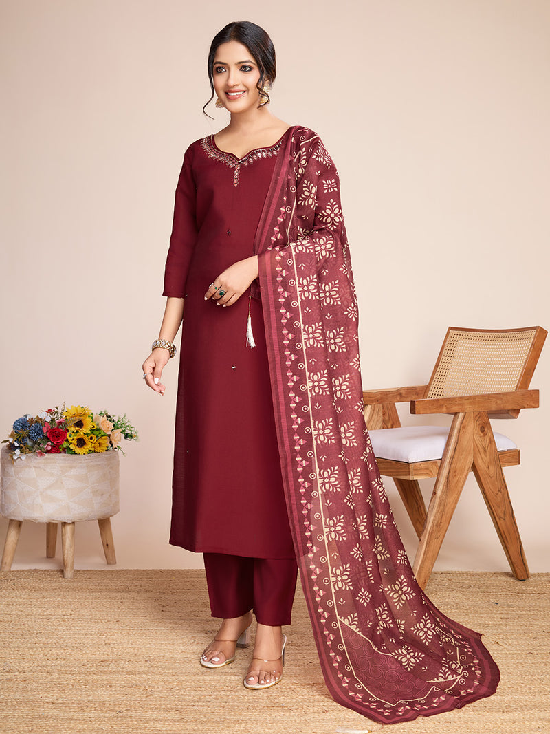 Queen Vastra Mirror Hand Work Silk Kurti Set