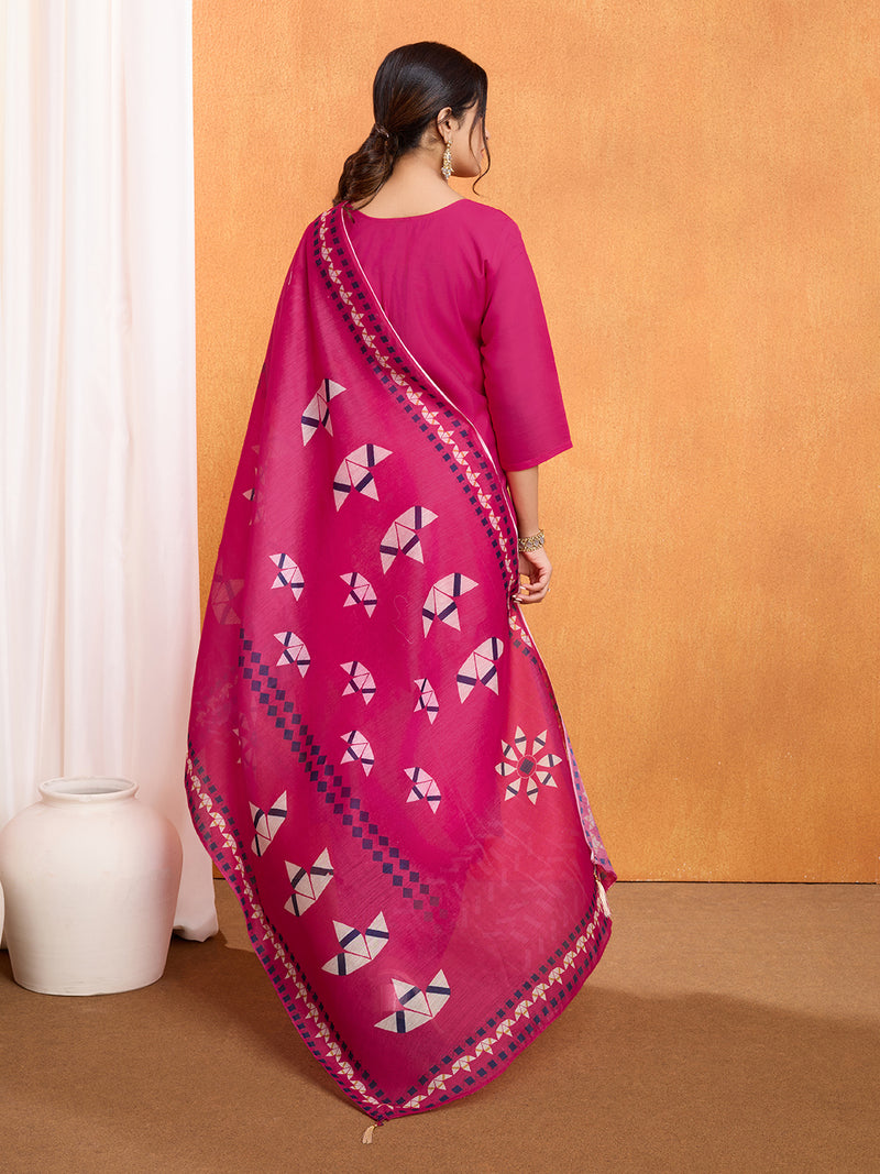 MIRROR WORK KURTI PANT DUPATTA SET