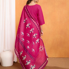 MIRROR WORK KURTI PANT DUPATTA SET