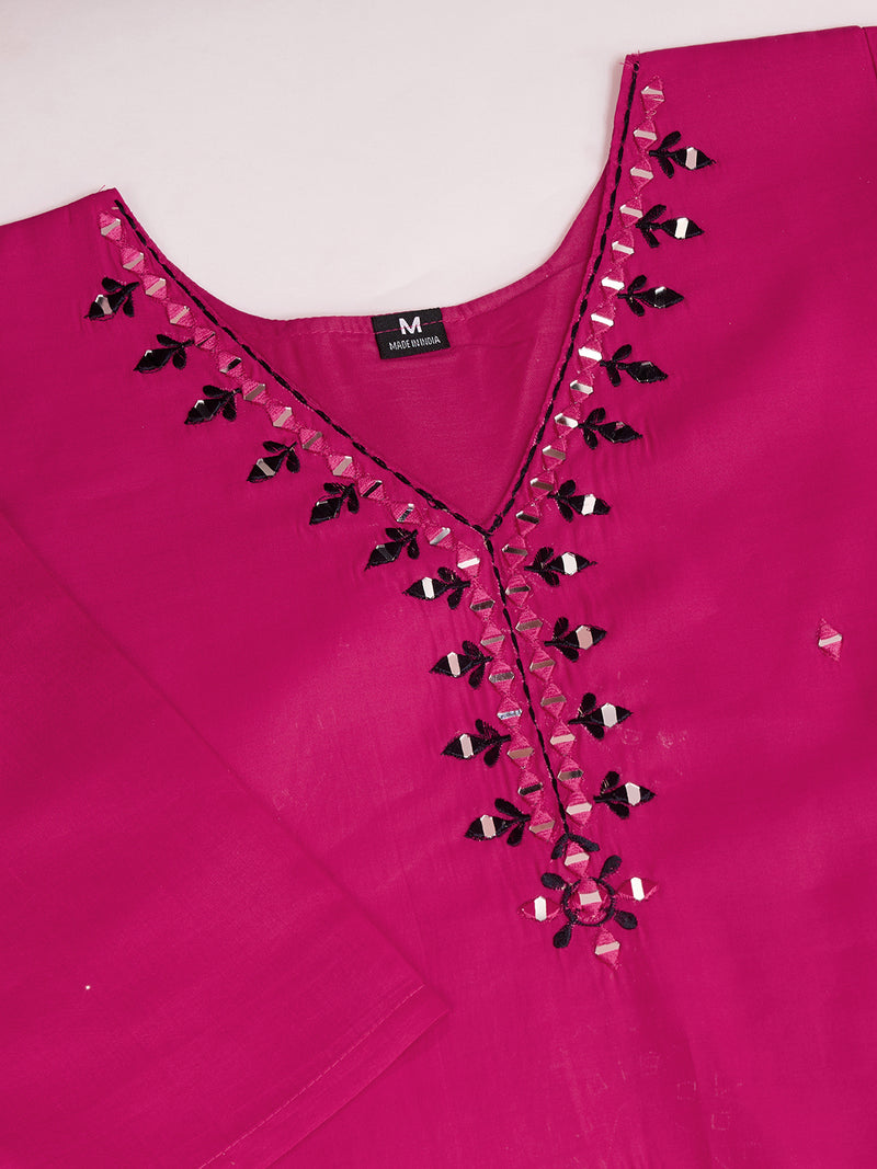 MIRROR WORK KURTI PANT DUPATTA SET