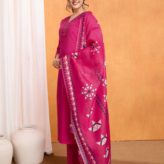 MIRROR WORK KURTI PANT DUPATTA SET