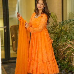 Marigold Orange Georgette Suit Set